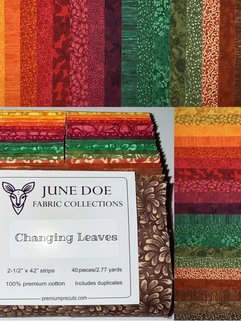 June Doe 'Changing Leaves' 2.5" Fabric Strips - Autumn Colors